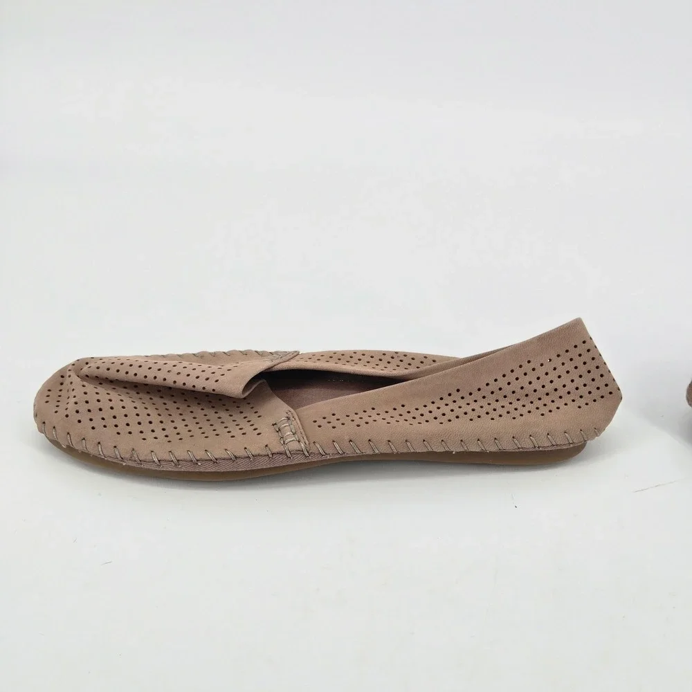 Adam Tucker by Me Too Kori Perforated Ballet Flat Taupe Loafers Shoes Size US 8
